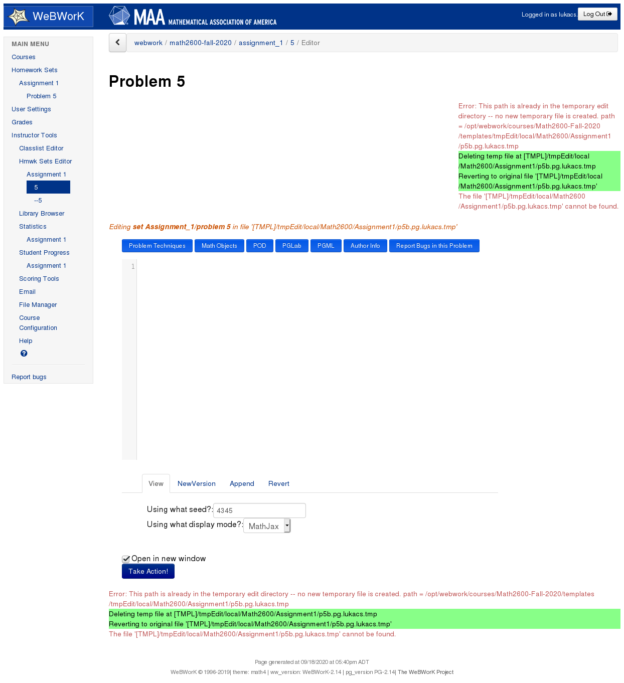 Screenshot of bug