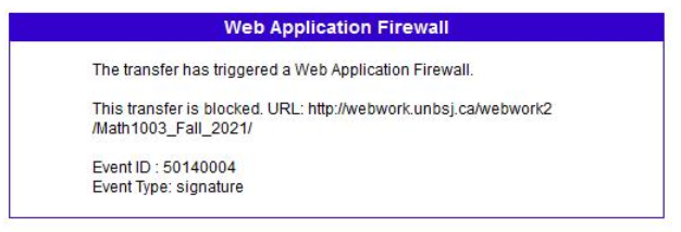 WAF error message