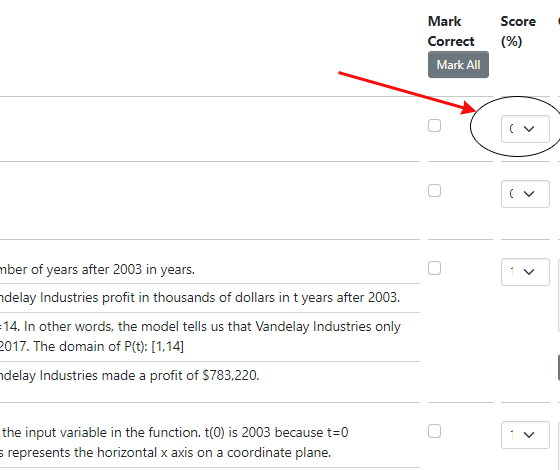 Skinny dropdown with score not visible