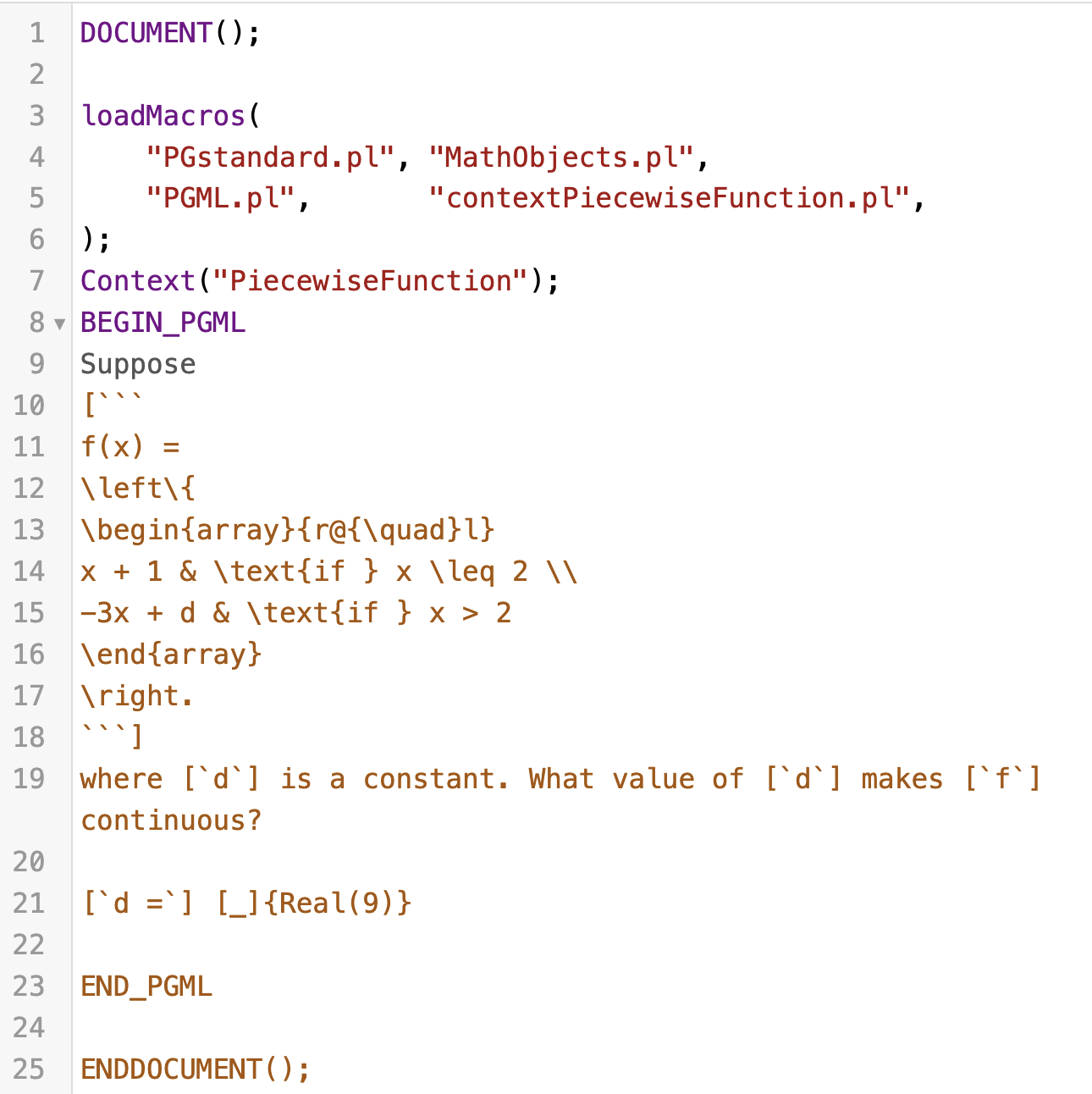 screenshot of a pg WeBWorK problem
