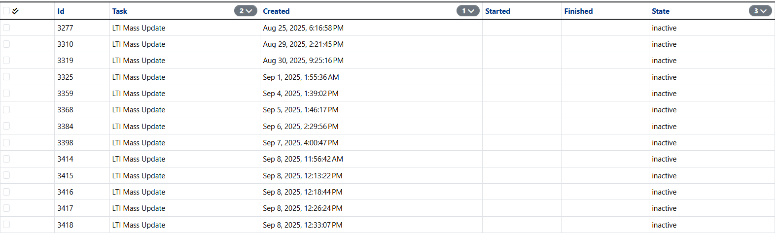 Screenshot of WeBWorK job manager page.