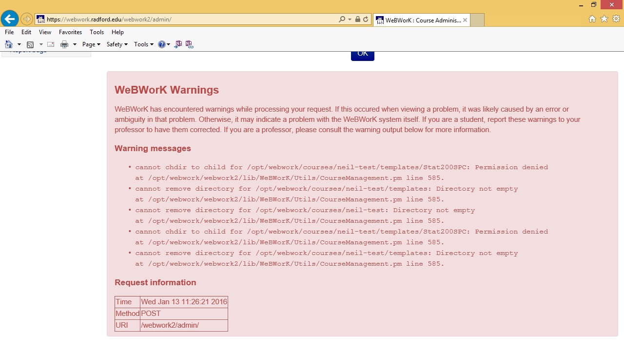 Attachment WeBWorKDeleteCourseError.jpg