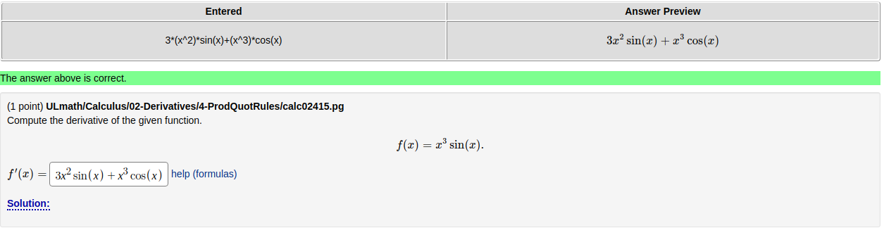 the results table, missing the "Correct" box