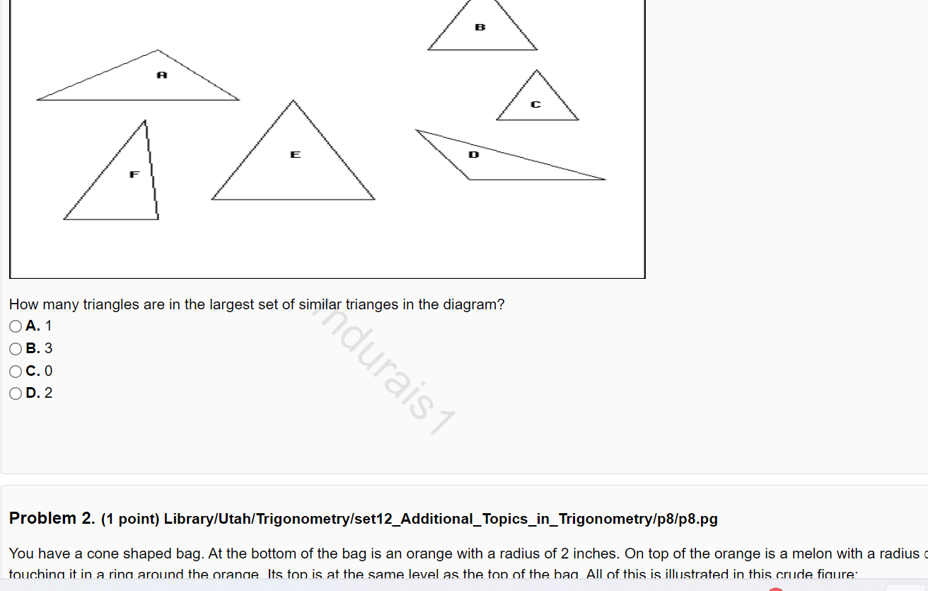 Watermark in gateway quiz